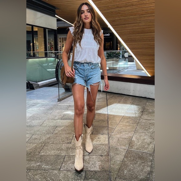 Larroude Thelma Boot In Sand Suede - Picture 7 of 9